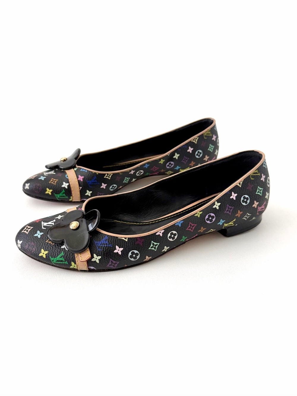 LOUIS VUITTON | Takashi Murakami Multicolor Ballet Flats Black Monogram EU 38.5